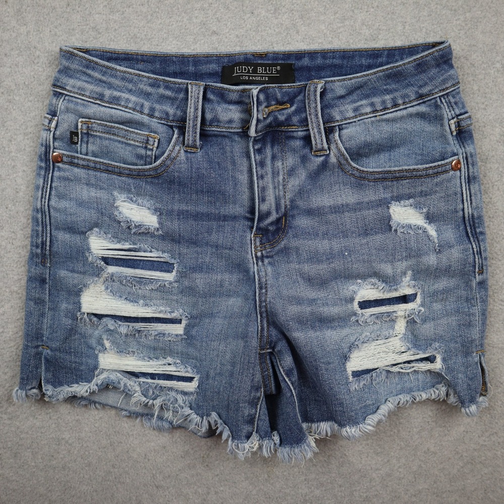 Judy Blue Jean Shorts Womens Size Small JB150122 Distressed Frayed Hem Denim